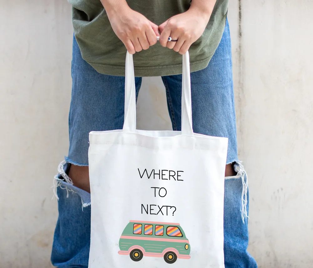 Printed Canvas Tote — Where To Next