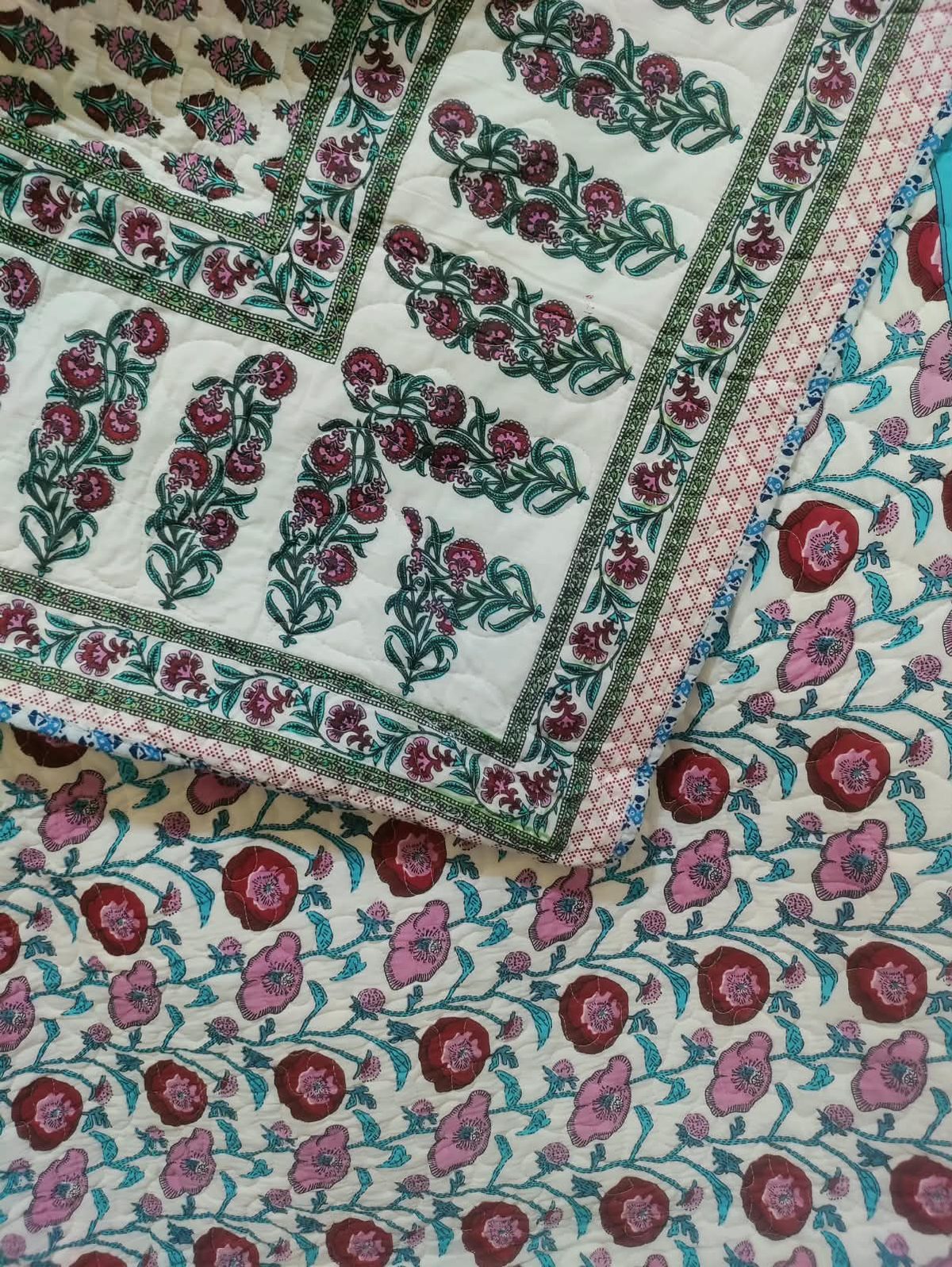 Reversible Hand Block Print Bedsheet — Floral